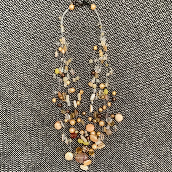 MULTI STRAND ILLUSION BEADED NECKLACE - Picture 3 of 7